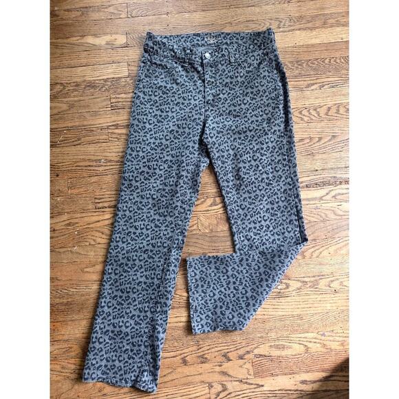 Levi's Riders Gray Black Leopard Print Jeans Size Misses 14 Juniors w/Stretch - Picture 1 of 5